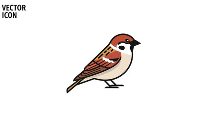 Obraz premium Sparrow illustration - A detailed vector icon of a small bird with brown and white feathers.