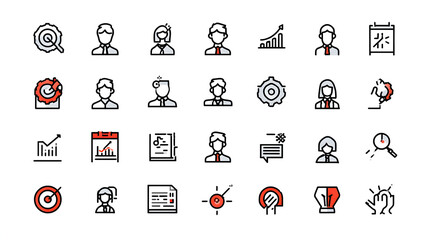 Business strategy and teamwork icons for corporate presentations
