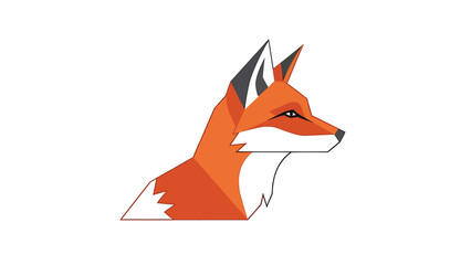 Obraz premium Geometric fox illustration showcasing orange and white colors with sharp angles and clean lines.