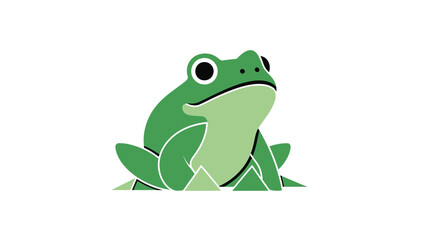 Obraz premium Green frog illustration sitting upright with big eyes and detailed features.