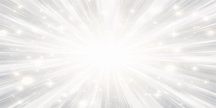 An abstract blue background featuring a bright sun burst of light rays and glowing stars across a textured sky design with motion blur and flare