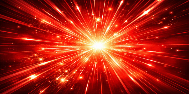 An abstract red star burst and glowing explosion design with bright sparkling light for a festive Christmas holiday celebration background or space night firework illustration vector