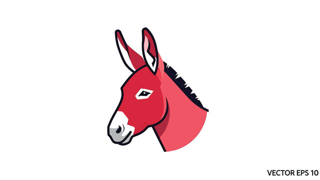 Red donkey head illustration, perfect for animal-themed designs and projects.