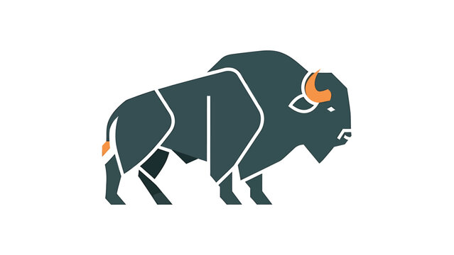 Geometric bison illustration showcasing the strength and wild spirit of the American West.