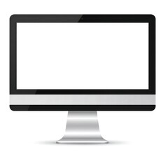 Modern, sleek computer monitor with a bright, empty white display