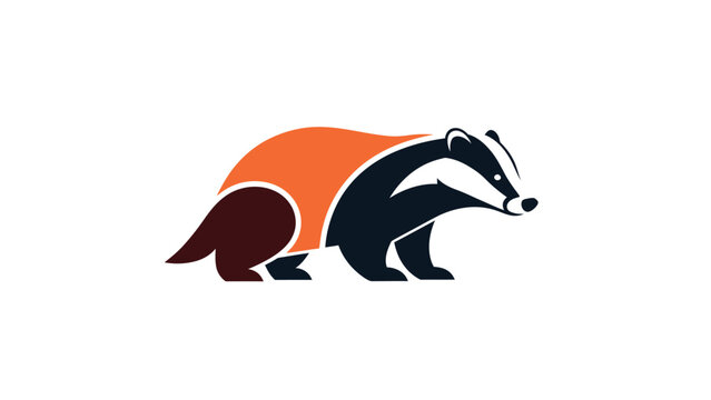 Stylized badger illustration with orange and black colors, minimalist design.