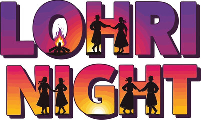 Vibrant Lohri Night Celebration with Traditional Dance and Bonfire