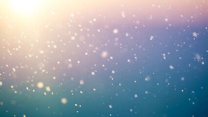 Snowflakes Falling on Gradient Blue Background with Sunlight falling snow winter