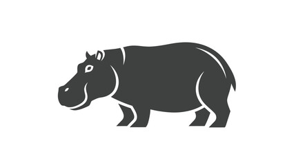 Obraz premium Silhouette of a large hippopotamus, a majestic mammal, standing proudly, isolated on white background.
