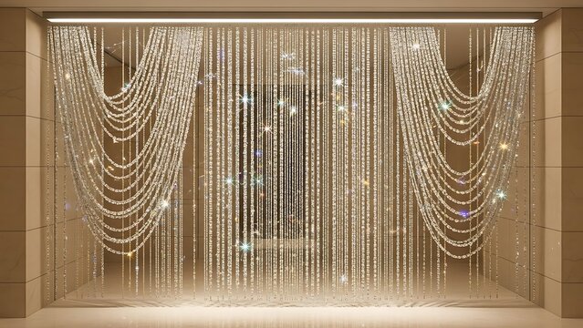 Dazzling Crystal Beaded Curtain With Sparkling Light Reflections beads hanging