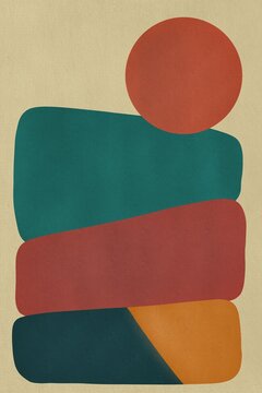 Minimalistic abstract composition with colourful geometric shapes