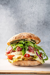 Greek Style Pita Burger With Halloumi Cheese