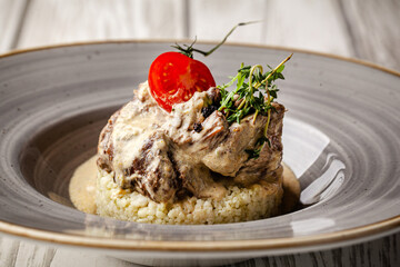 Modern Ukrainian Veal Cheek With Creamy Sauce