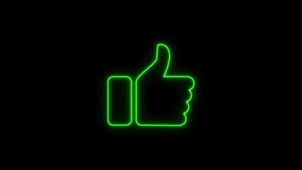 Neon Green Thumbs Up Sign Approval on Black Background approval like symbol ok sign