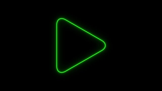 Neon green play button on black background for and music player interface play triangle play button player music player interface