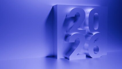 Fototapeta premium Minimalist Happy New Year 2026 Number logo. 2026 logo. 3d banner
