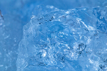 Macro Texture of Sparkling Blue Ice Crystal