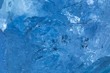 Macro Texture of Sparkling Blue Ice Crystal