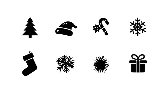 Collection of christmas icons isolated on white background - Powered by Adobe