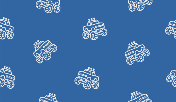 Cute bigfoot monster truck pattern background vector design