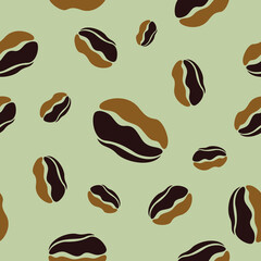 Obraz premium Coffee Beans Seamless Pettern Design. Coffee Beans Background Vector Illustration