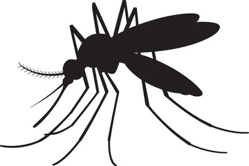 Mosquito silhouette vector illustration on transparent background, pest insect detailed icon