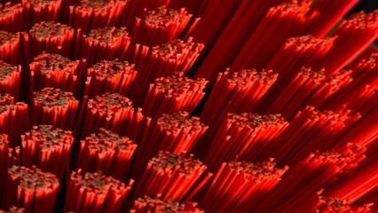 Abstract Red Bristles Close Up Texture and Pattern Design