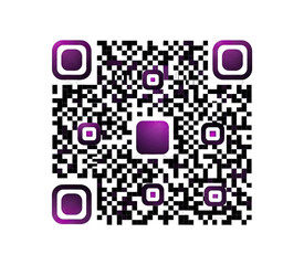 Purple And White QR Code With Square Corners On A Black Background