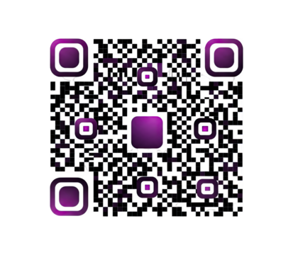 Purple And White QR Code With Square Corners On A Black Background - Powered by Adobe