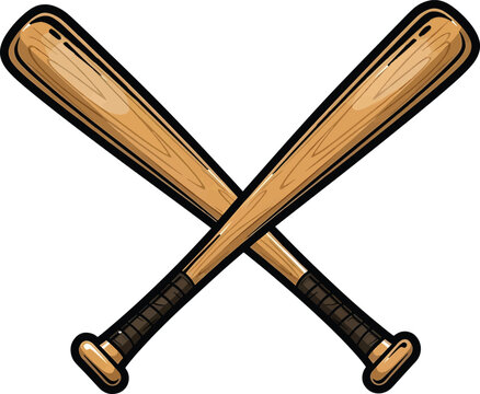 Two crossed baseball bats isolated on transparent background vector