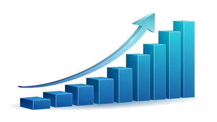 Ascending Blue Blocks Representing Growth and Positive Trend Over Time