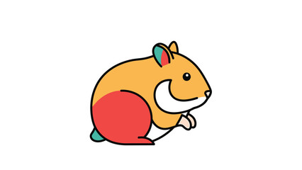 Fototapeta premium Cute cartoon hamster with orange fur and a playful expression.