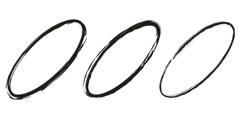 vector illustration of a black and white symbol of oval wqith brush style