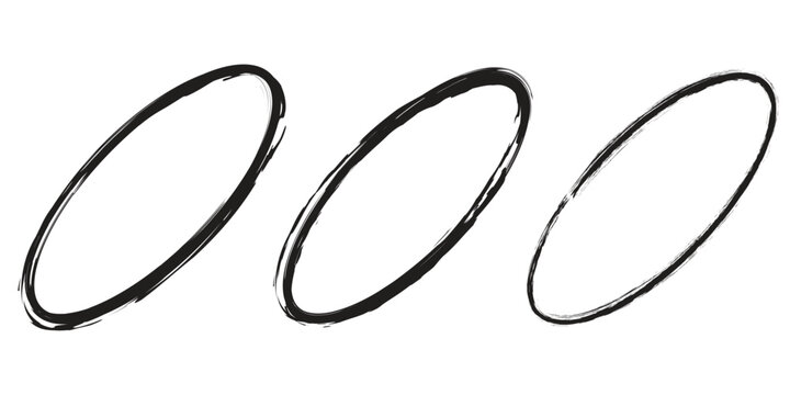 vector illustration of a black and white symbol of oval wqith brush style