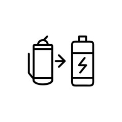 Fototapeta premium Clean line icon of a battery half charging upward energy symbol On white Background Vector illustration