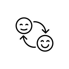Obraz premium Minimal line icon of a smile turning into a frown emotion On white Background Vector illustration