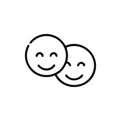 Fototapeta premium Minimal line icon of a smiling face split into calm contrast On white Background Vector illustration
