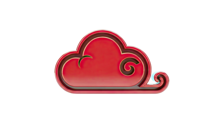 Red stylized cloud icon with metallic sheen