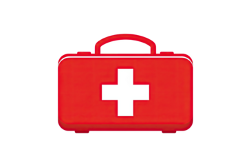 Red First Aid Kit With White Cross Symbol On Transparent Background