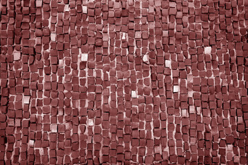 Bordeaux color mosaic wall or pavement texture.
