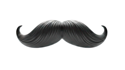 Stylized Black Mustache with Curled Ends