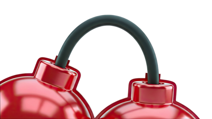 Two Red Christmas Ornaments Connected by a Black Arch