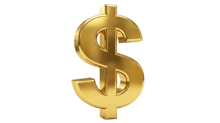 Obraz premium Golden Dollar Sign in Luxurious Shiny Finish with Bright Lighting on Isolated White Background for Finance