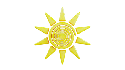 Stylized Yellow Sun Icon with Swirl Center