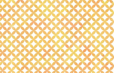 七宝模様の背景　水彩　七宝柄　和柄　黄色