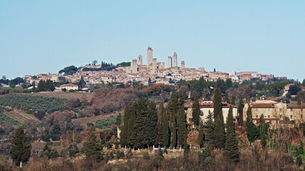 Obraz premium Panoramic view of Saint Gimignano, Tuscany, Italy, Europe