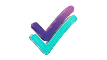 Two 3D Check Marks, Blue and Teal, Overlapping