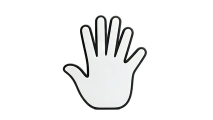 Obraz premium White Hand Icon with Black Outline