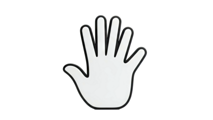White Hand Icon with Black Outline