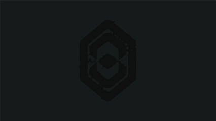 Abstract geometric shape with intricate details and dark color palette.